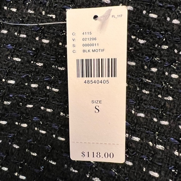 Dolan x Anthropologie - NWT Metallic Tweed Peplum Black Motif Blazer Jacket Sz S - Picture 7 of 7